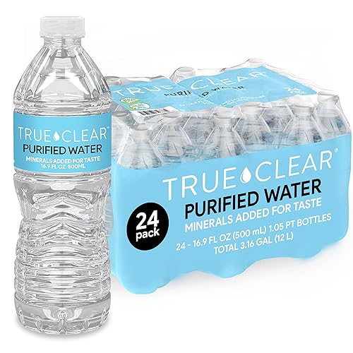 True Clear Purified Drinking Water, 16.9 fl oz Bottles, 24‑Pack,