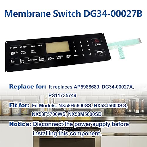 Miniatura 4 de DG34-00027B - Interruptor de membrana de repuesto para Samsung compatible con NX58H5600SS, NX58J5600SG, NX58F5700WS, NX58M5600SB, repuesto para