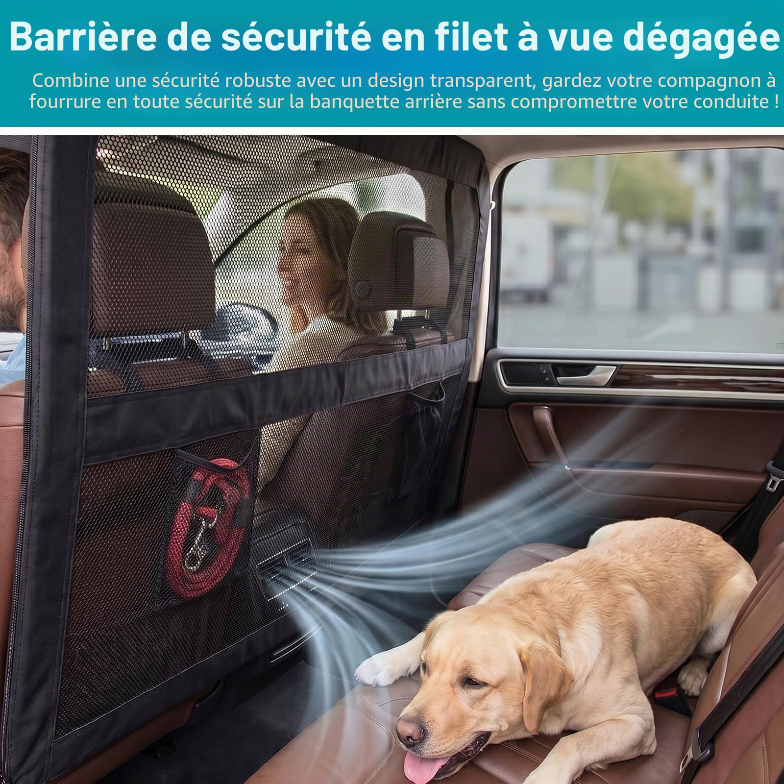 Barrière universelle pour chien Grille de coffre et siège arrière pour grand SUV MPV camion séparateur filet transparent résistant