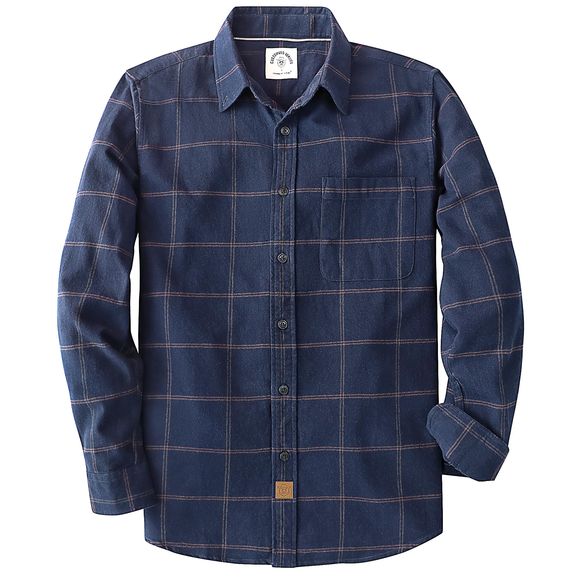 6 oz Flannel Shirt for Men Cotton Casual Button Down Long Sleeve