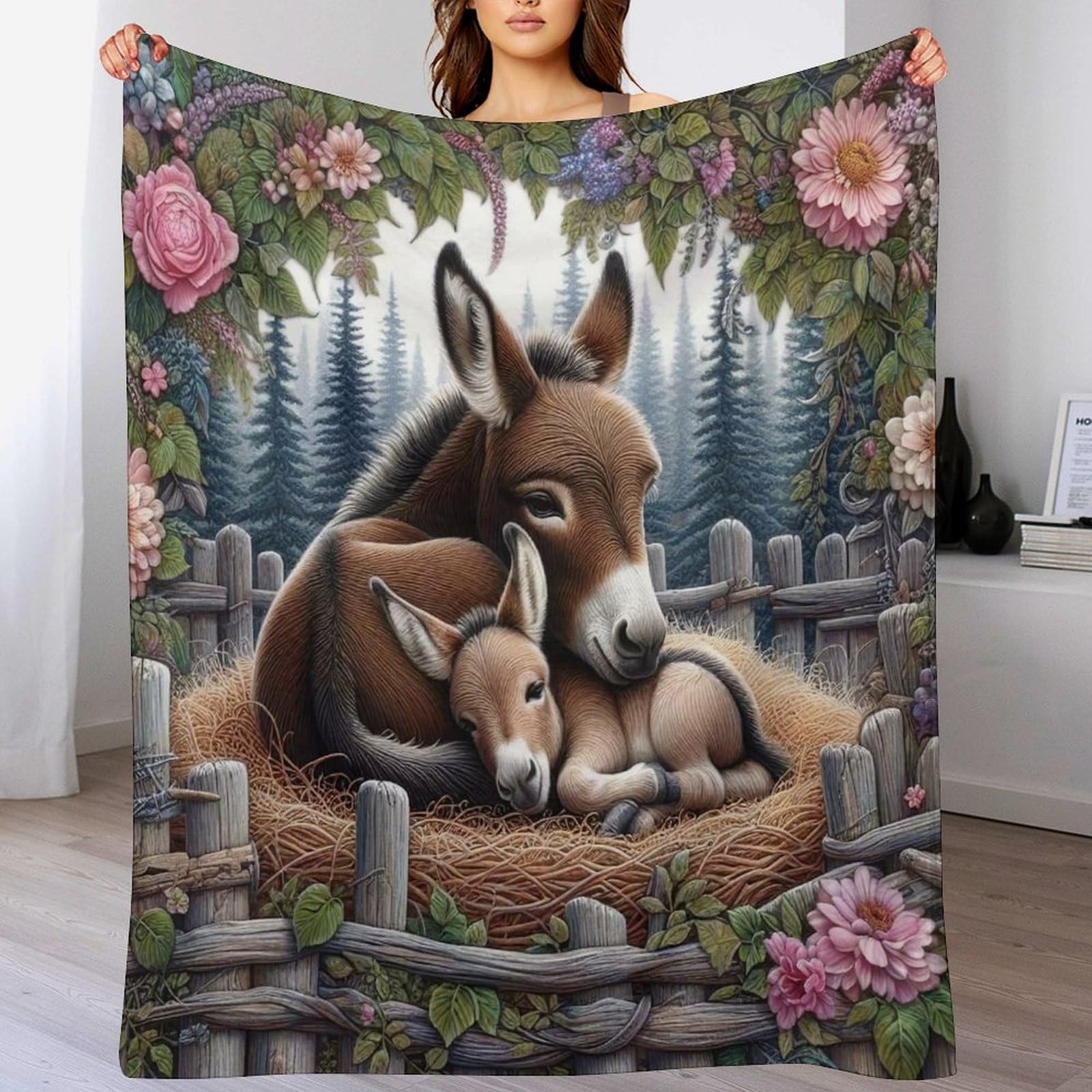 Couverture de lit âne en flanelle haut de gamme jeté de canapé au toucher velours 100x130cm