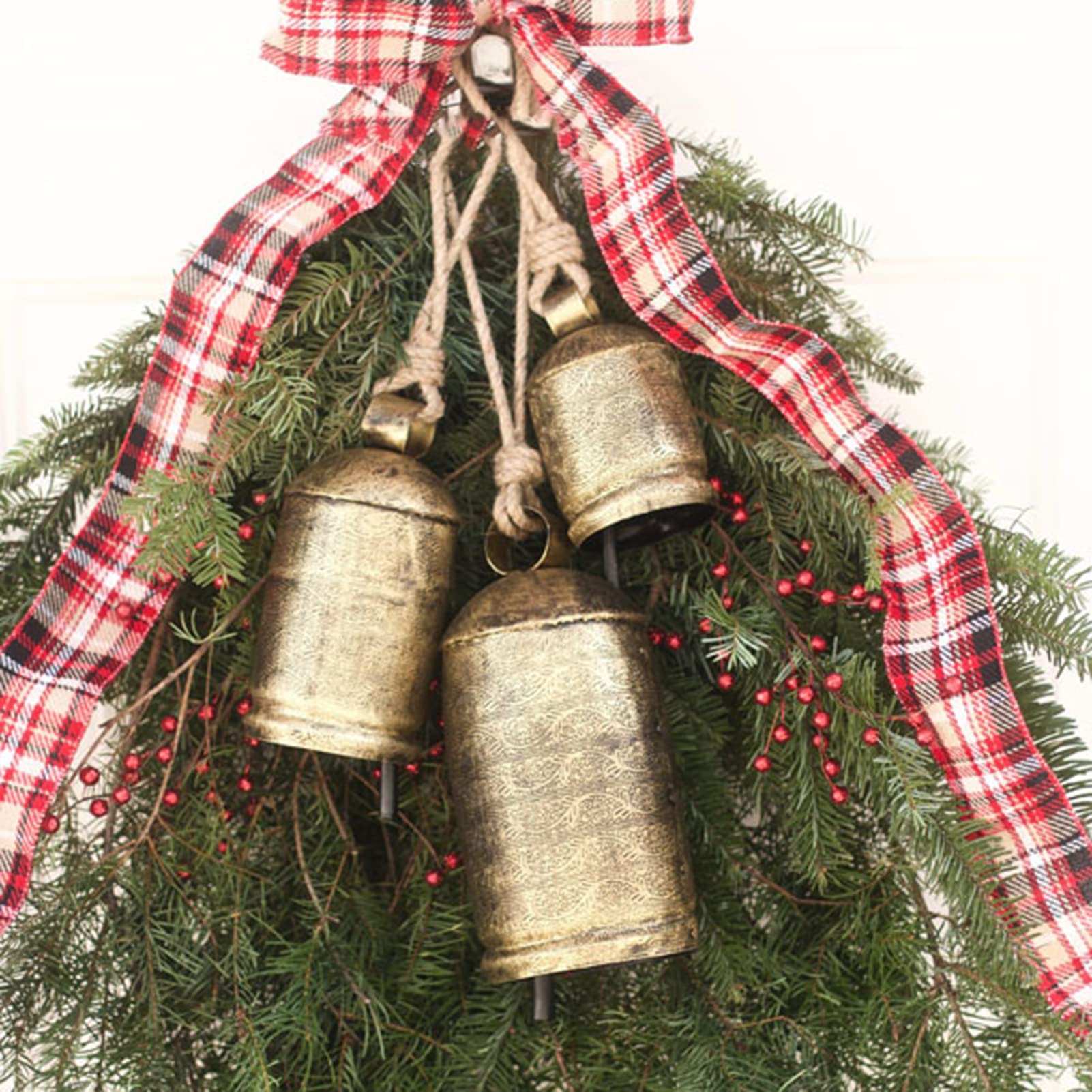 3 campane di Natale giganti, ornamenti vintage per albero di Natale, set di campane di grandi