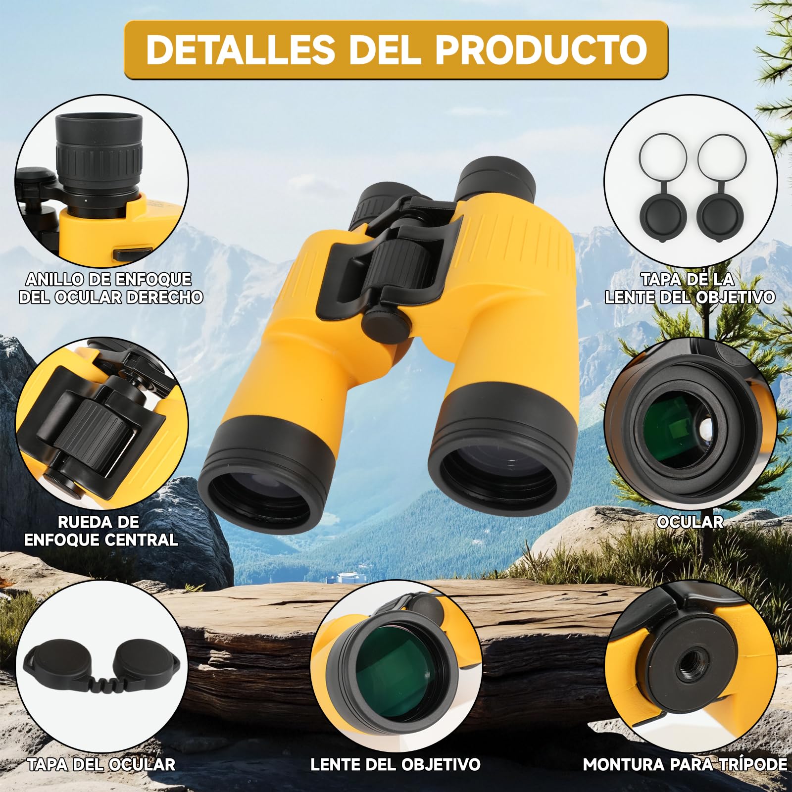 Prismáticos 7x50 Profesionales Impermeables para Canotaje | Prismaticos Profesionales Largo Alcance para Adultos - HD BAK4 FMC,Flotantes para Navegación Pesca Deportes Acuáticos