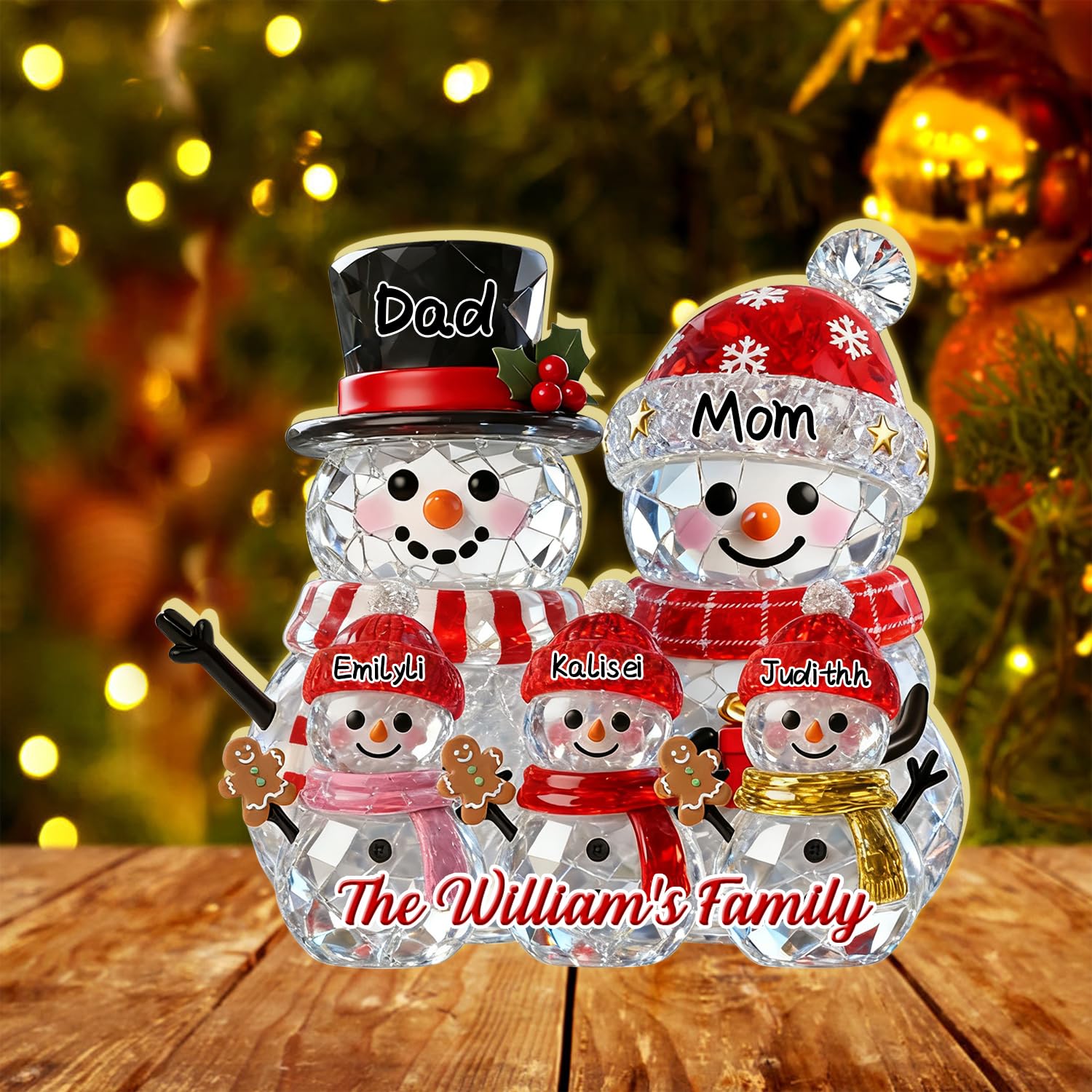 MYZQIFF Personalized Snowman Grandma, Grandpa, Grandparents and Grandkids LED Light Box, Custom Family Grandkids Name Christmas Snowman Grandma Night Light Lamp Box Desk Decor for Gigi Nana (style17)