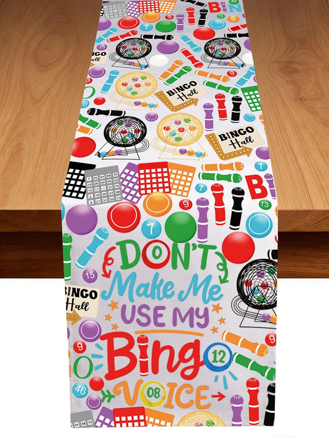 G2TUP Funny Gambling Night Table Runner Game Night Gift Don't Make Me Use My Voice Decor Table Cover Casino Game Merch (Don't Make Me TR)