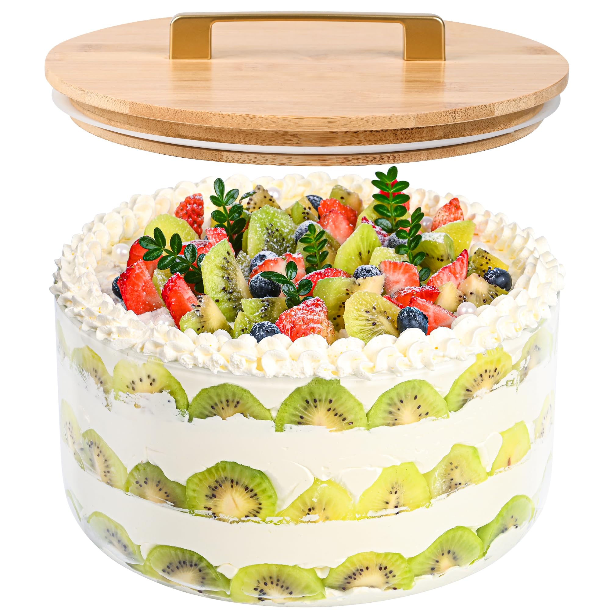 Glass Trifle Bowl with Airtight Lid, 155oz Large Salad Bowl, Glass Serving Bowl for Popcorn, Cake, Salad, Fruit, Baking, Dessert and Party Diy, BPA Free, Oven, Dishwasher Safe