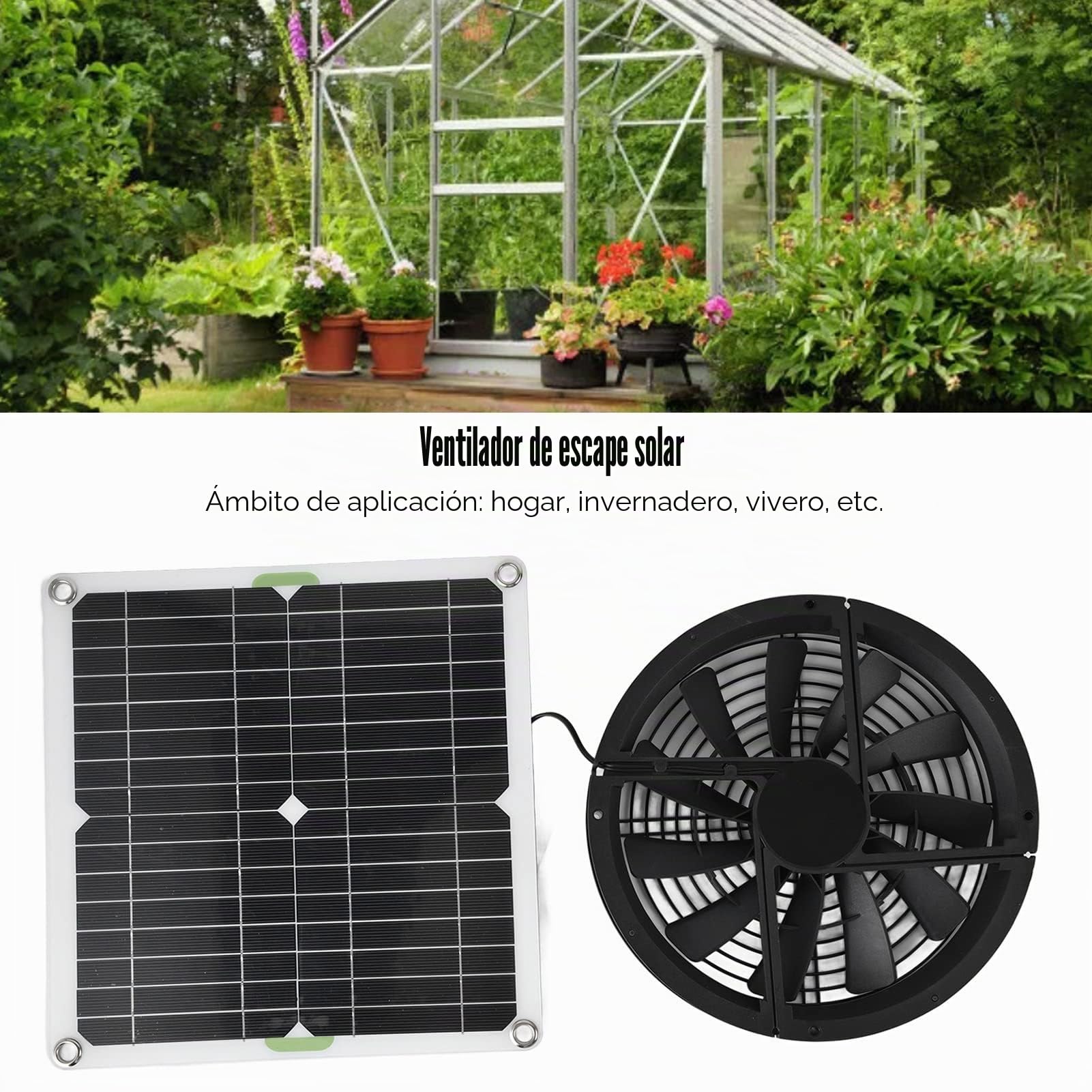 Omabeta Ventilador solar de invernadero con protección de seguridad de 3000 rpm, ventilador solar impermeable para gallinero para cobertizo de invernadero para casa de mascotas
