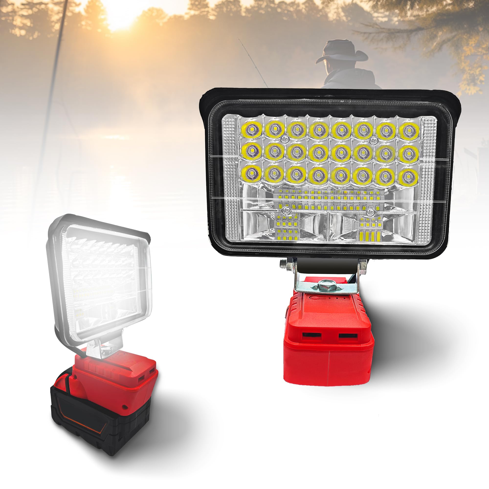 Cordless LED Work Light for Milwaukee 18V Battery (Not Included Batteries), Portable Flashlight Spotlight Jobsite Light, 60W Lamp with USB Charger Port for Repairing, Camping, Emergency, Workshop