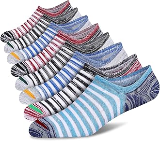 Mens No Show Cotton Socks 8 Pack Low Cut Casual Sock with Non-Slip Grips