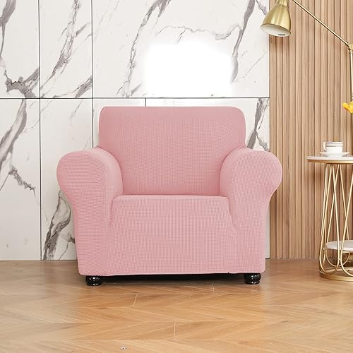 Miniatura 4 de Qubjus Funda elástica individual suave para sofá, protector de muebles de 1 plaza, transpirable, lavable, tela jacquard a cuadros pequeños con parte