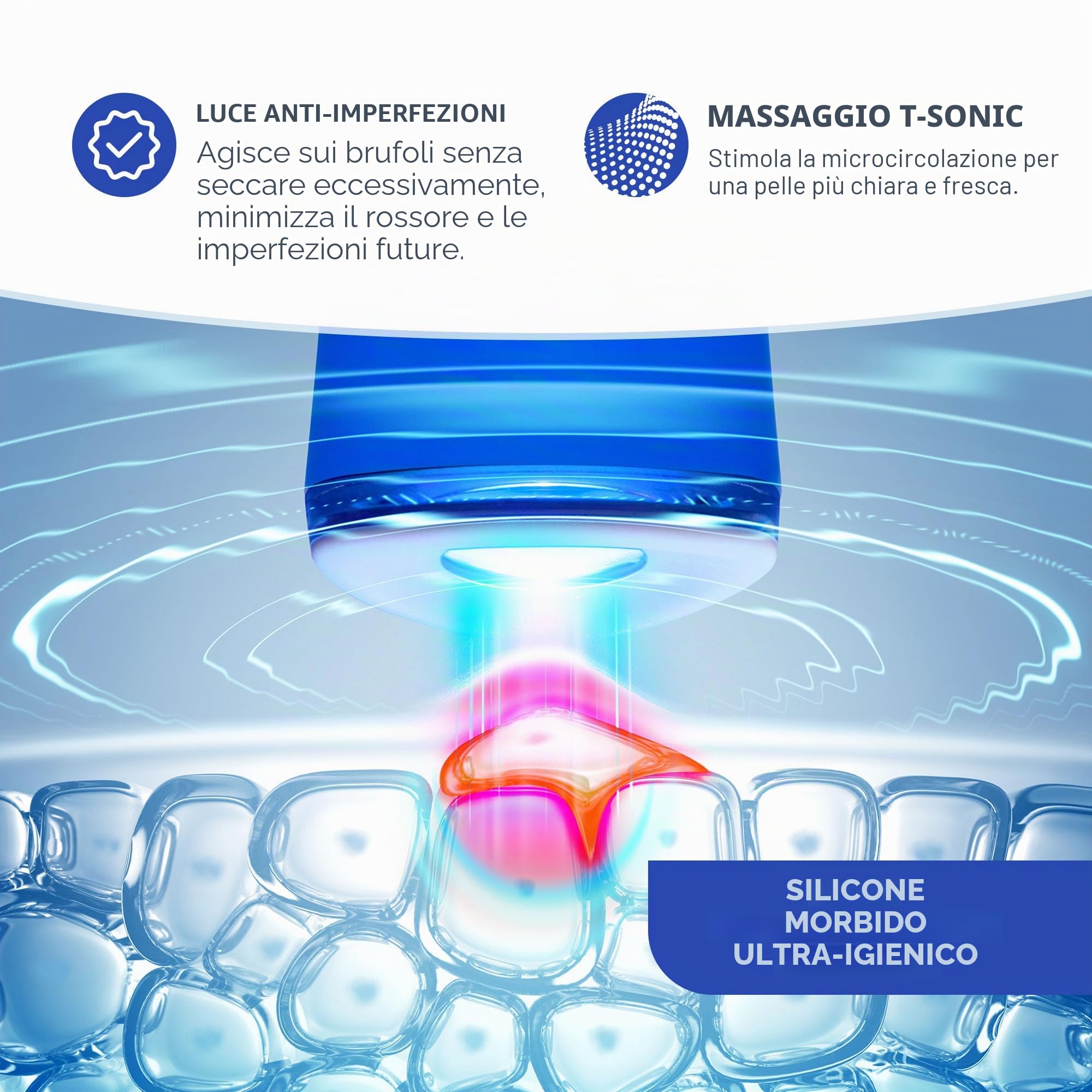 Foreo Espada 2, Terapia a Luce LED, Dispositivo di Skincare Anti-Acne a Luce Pulsata- Silicone Medico, Trattamento Viso per Cicatrici, per Brufoli e Macchie Viso, Approvato dalla FDA, Cobalt Blue