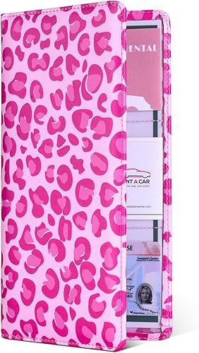 Vista 45 de Mymazn Soporte para registro y seguro de automóvil, organizador de cuero sintético con cierre magnético, soporte para documentos de automóvil