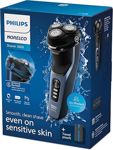 Miniatura 11 de Philips Norelco Shaver 3600, afeitadora eléctrica recargable en seco y húmedo con recortadora emergente y bolsa de almacenamiento, S324391