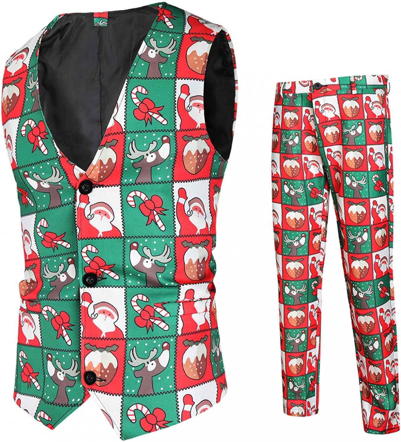 COOFANIN 12PC Christmas Vest Sets for Men Printed Sleeveless VNeck