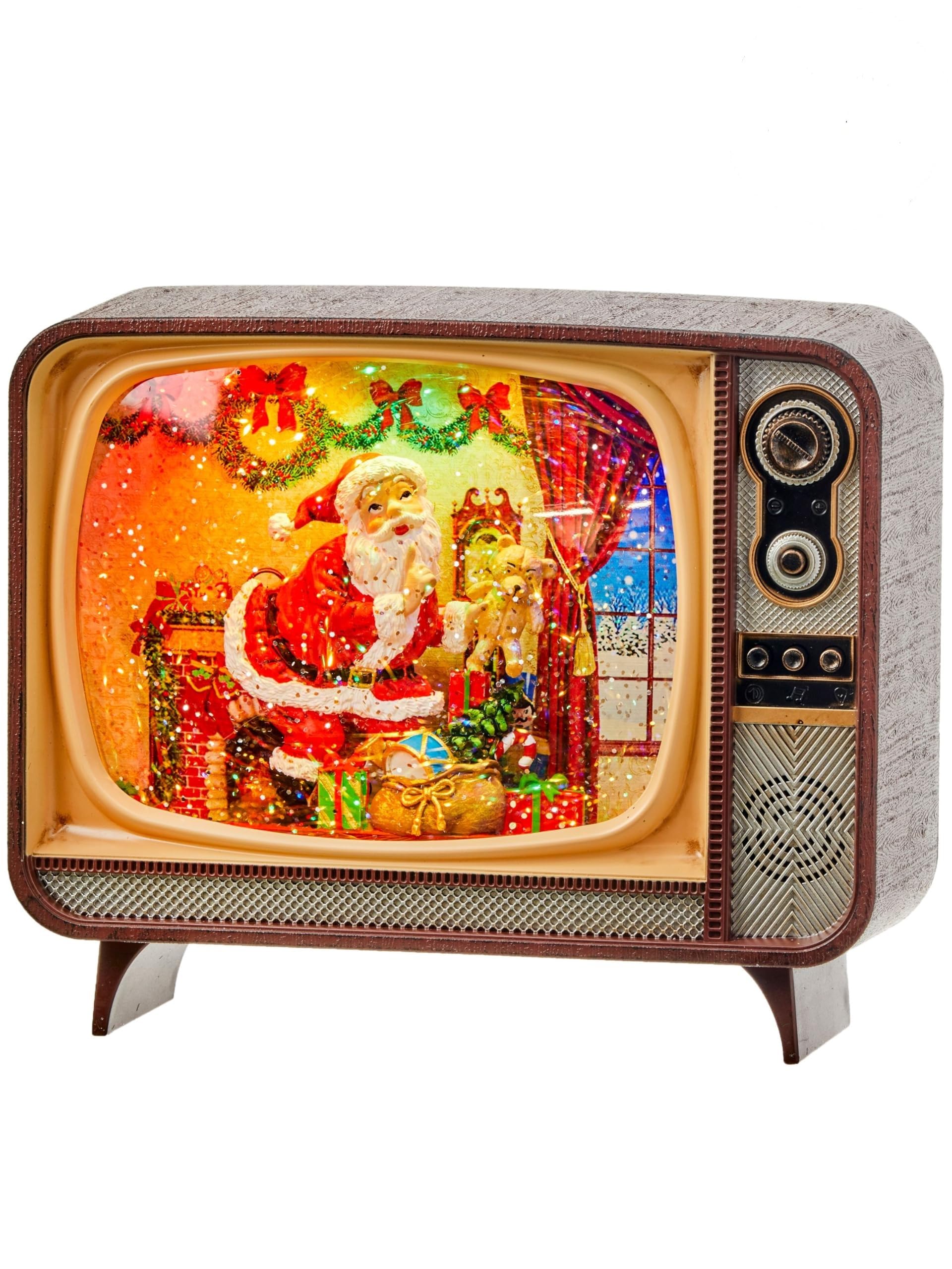 Televisor LED con globo de agua de Papá Noel de 7 pulgadas con temporizador TMR y cable USB