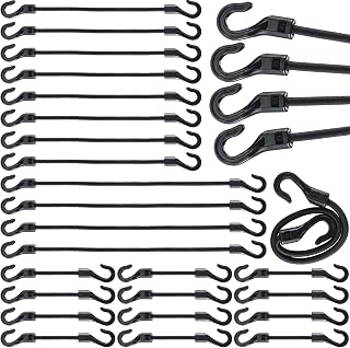 Shappy 24 Pieces Mini Bungee Cords with Hooks Small Bungee Cords Black Bungie Straps Elastic Bungee Ties for Outdoor Tarp Covers Canvas Canopies Motorcycle Accessories(2 Inch, 6 Inch, 9 Inch)