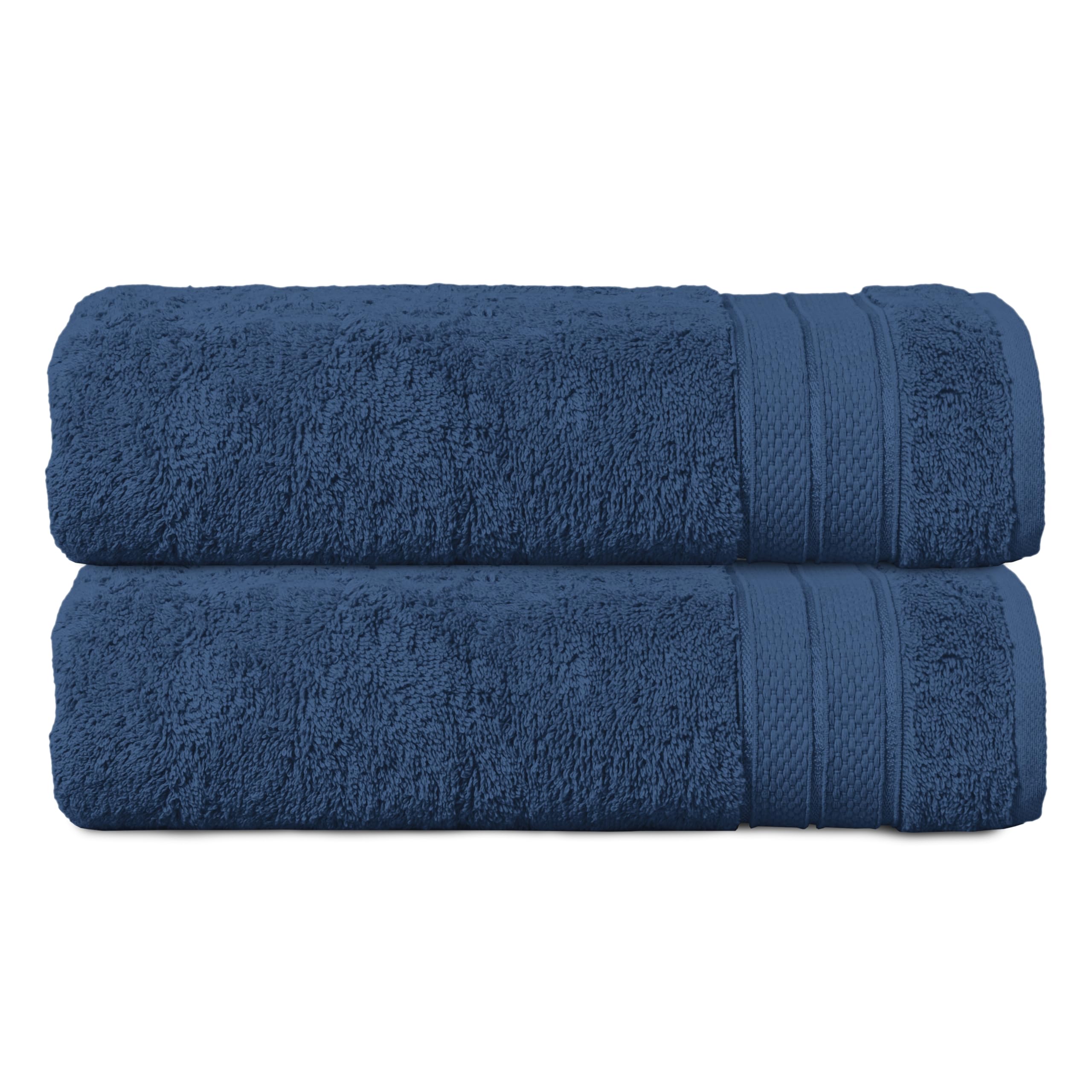 Elegant Comfort Three Line Popcorn Towel Set for Bathroom 27 x 54 inches, Premium Hotel Quality 2-Pack Bath Towels, 100% Turkish Cotton, Soft and Durable, Quick Dry and Highly Absorbent, Navy Blue