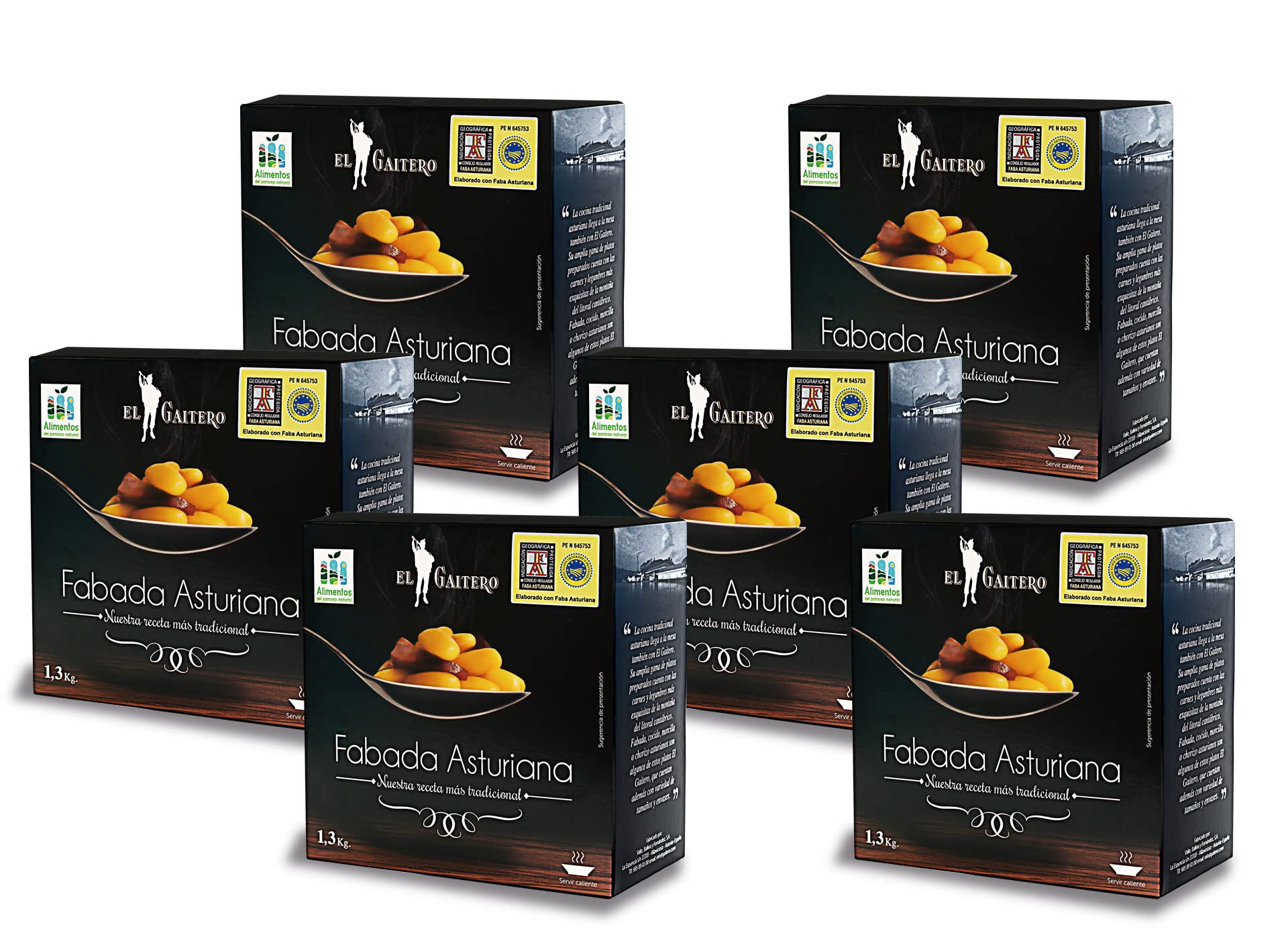 El Gaitero - Fabada Asturiana Gourmet | Con Chorizo, Morcilla y Lacón | Preparado Fabada Asturiana | Fabada Asturiana El Gaitero | 6 Latas de 1.3kg