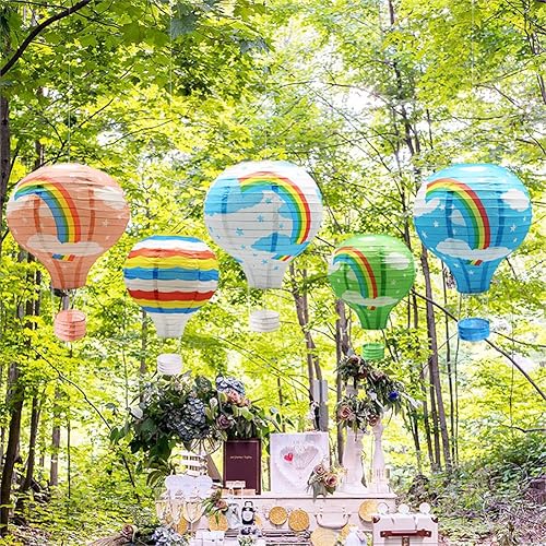 Miniatura 9 de Juego de linternas de papel colgantes con globos aerostáticos, decoración de fiesta, cumpleaños, boda, Navidad, fiesta, regalo, 12 pulgadas, paquete