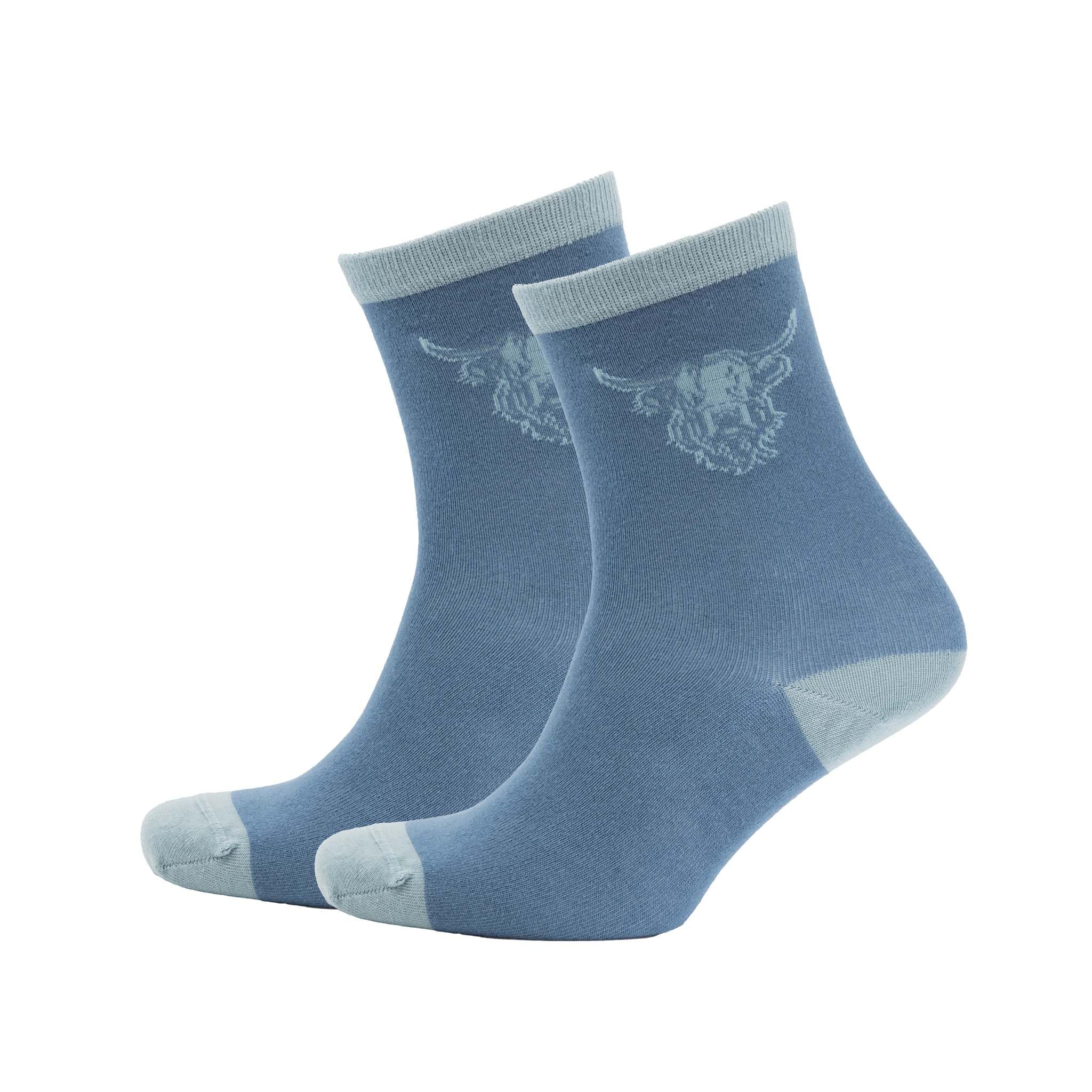 Heritage Traditions Heilan Coo Ladies Bamboo Ankle Socks, UK Size 4-7 (Slate Blue)