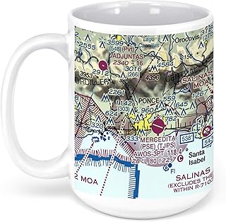 Mercedita Airport, Puerto Rico 1, Ponce, Puerto Rico FAA Sectional Aeronautical Charts Chart Mug, 15oz