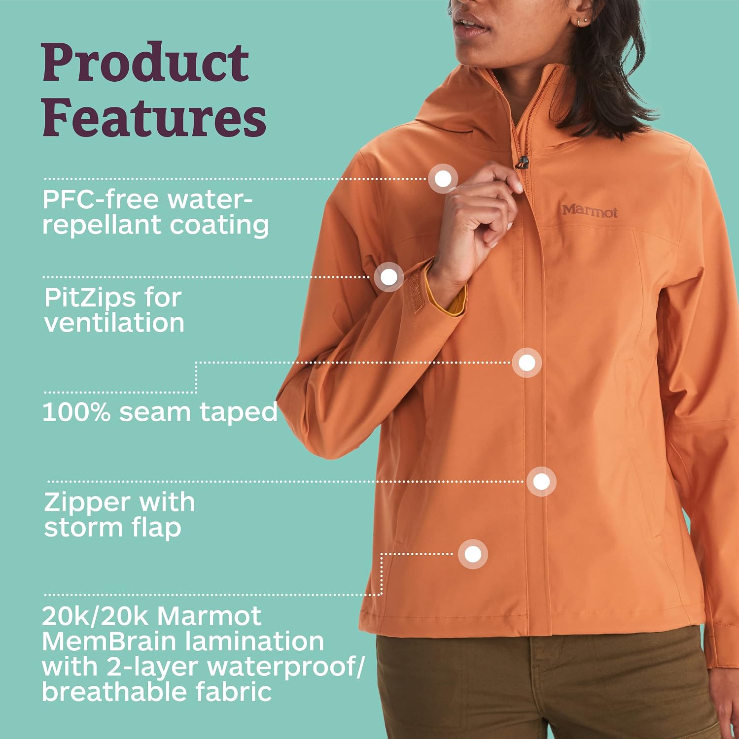 MARMOT womens Women's Precip Eco Pro Jacket