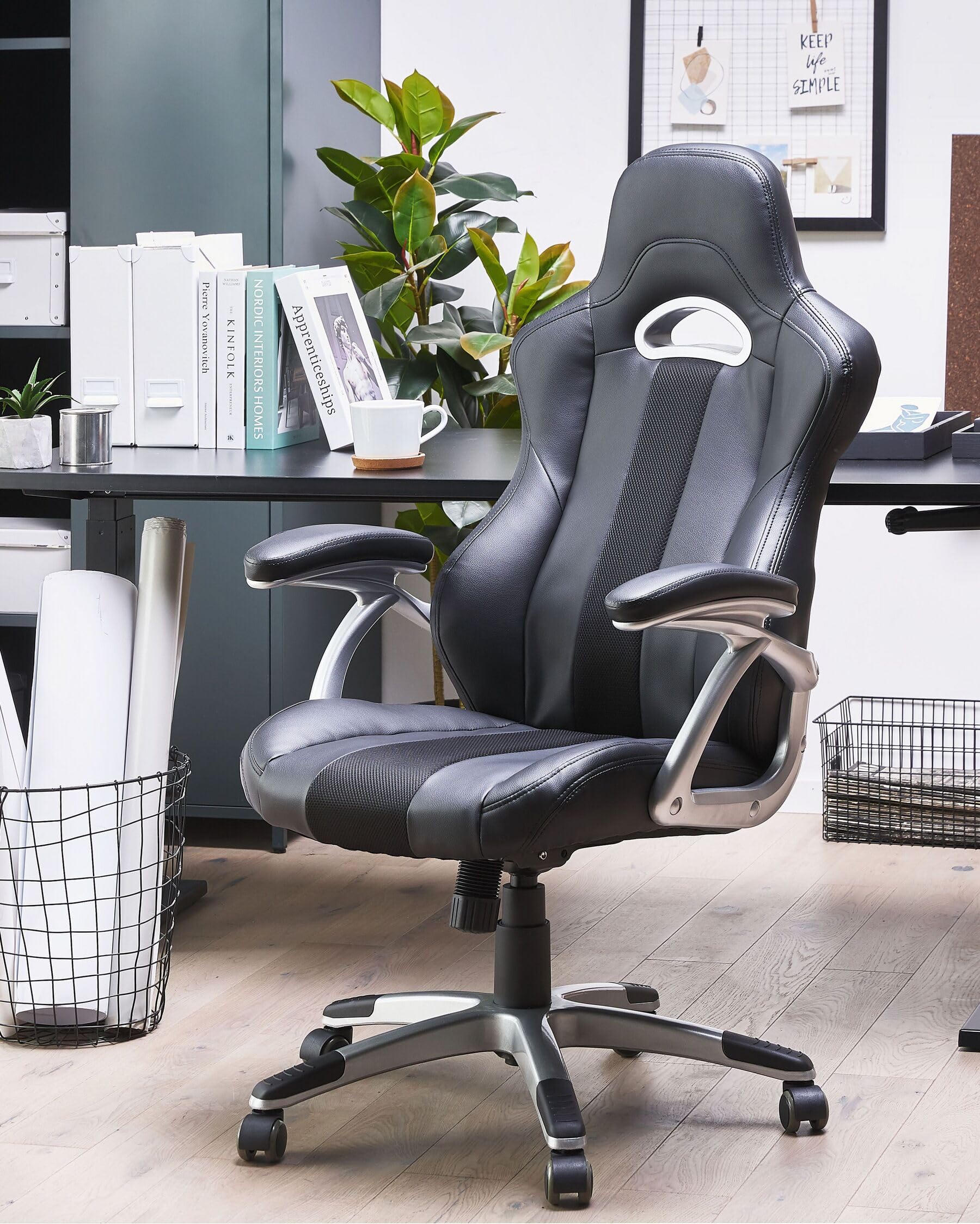 Bürostuhl Höhenverstellbar Ergonomisch Chefsessel Gaming Stuhl, Schreibtischstuhl Homeoffice Drehstuhl 150kg Belastbar, Office Chair Computerstuhl Kunstleder Arbeitsstuhl Bürosessel Bürodrehstuhl
