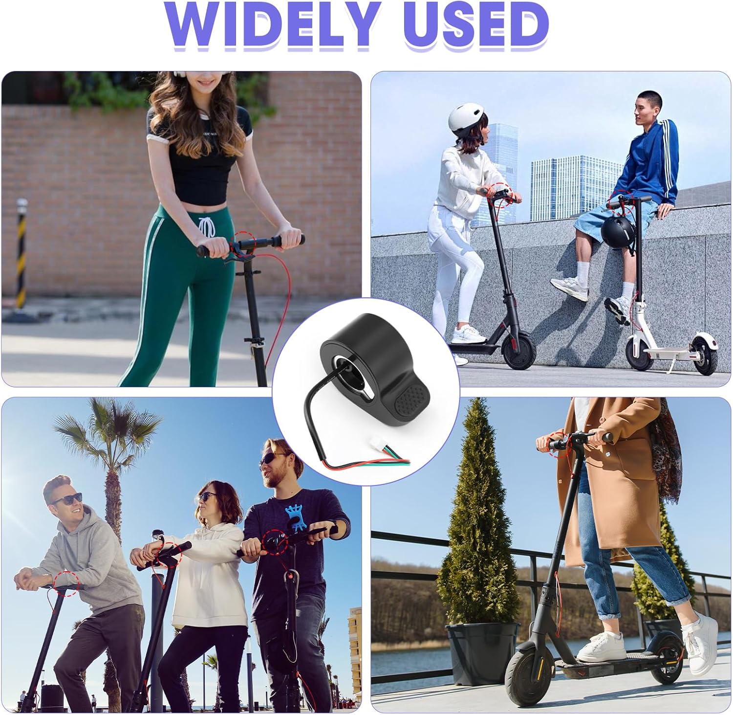 Electric Scooter Throttle Thumb Replacement, Universal Fit Thumb Throttle Accelerator with Waterproof Connector, Compatible with GOTRAX GXL V2/Hiboy S2 and S2 Pro/Megawheels S10 Models