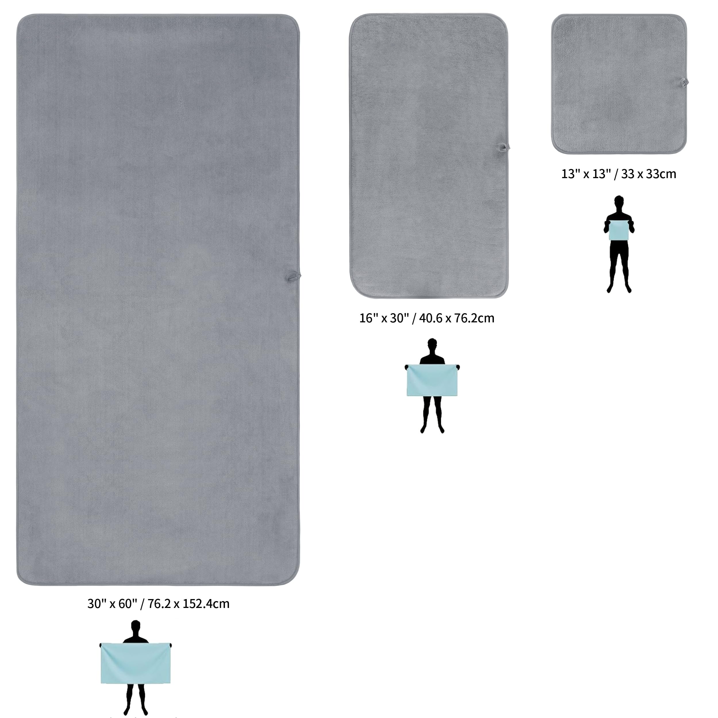 MICROFI Juego de toallas de baño de microfibra, 3 piezas, de gran tamaño, de secado rápido, sin pelusas, incluye toallas para cuerpo, manos y cara