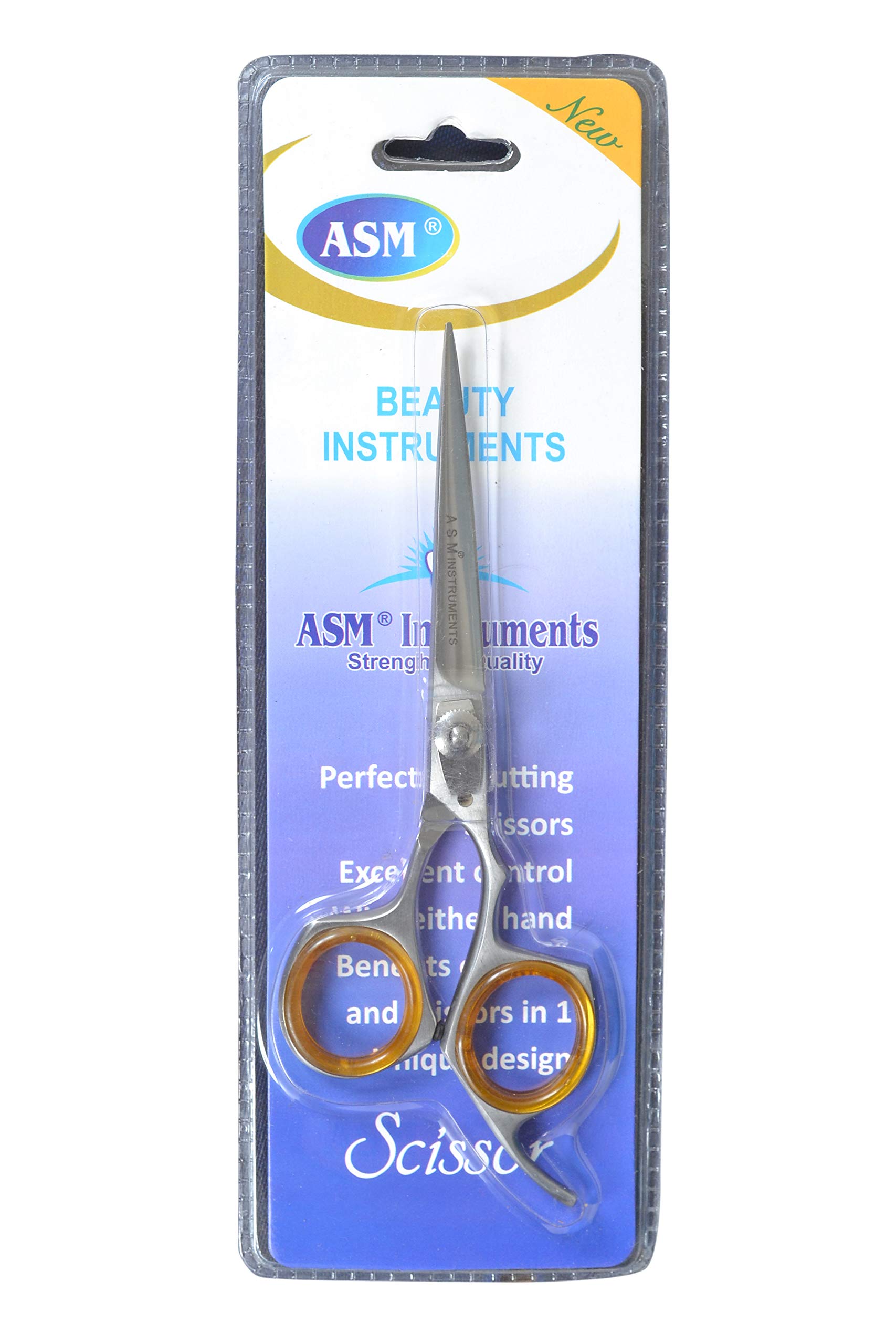 Asm Instruments Women's Silver Asm Professional Hairdressing Barber Hair Scissors - Heavy Duty Stainless Steel Sharp Hairdressing Scissors For Cutting - Barber Hair Scissor For & Men, Adult (, 6.5")