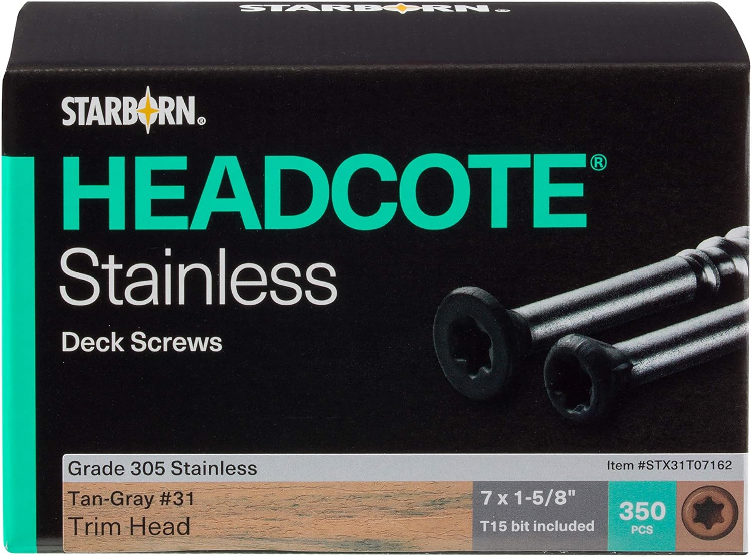 Headcote #7 x 1-5/8 - #31 Tan Gray - Stainless Steel Trim Head Deck Screws - 350 pc. Deck Pack for 100 Sq. Ft. of Decking