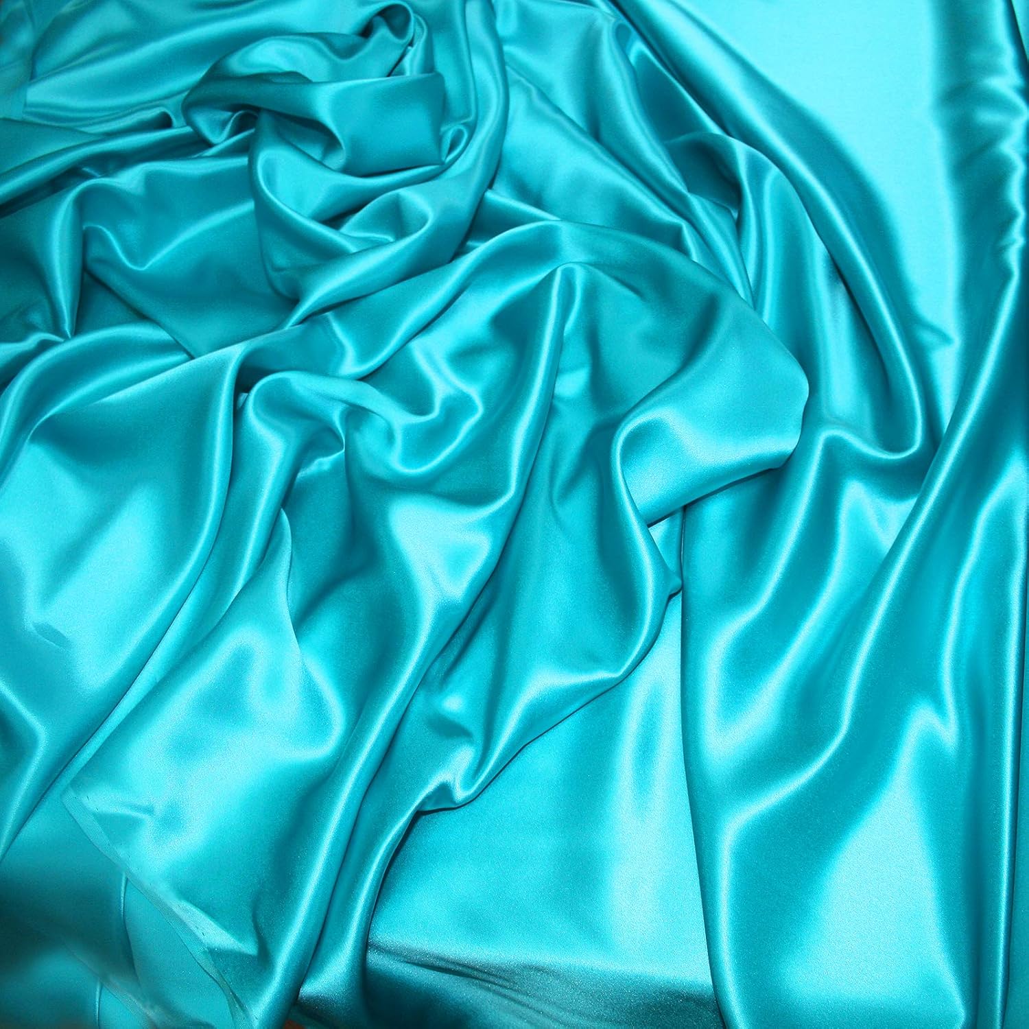 7Pc Satin Luxury Silky Bed Sheets - Silk Satin Bed Set with 4 Pillowcase, Silk Satin Duvet Cover , Silk Satin Flat Sheet , Silk Satin Fitted Sheet 15 Inches DP for Mattress -(Twin Turquoise Blue)
