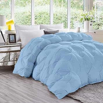 Warm Soft 1400-TC Pinch Pleated Down Alternative Comforter Oversized Queen Size 98 x 98 Inches 1-Piece All-Season Duvet Insert, 850 GSM Micro Fill with All Side Corner Tabs 100% Egyptian Cotton