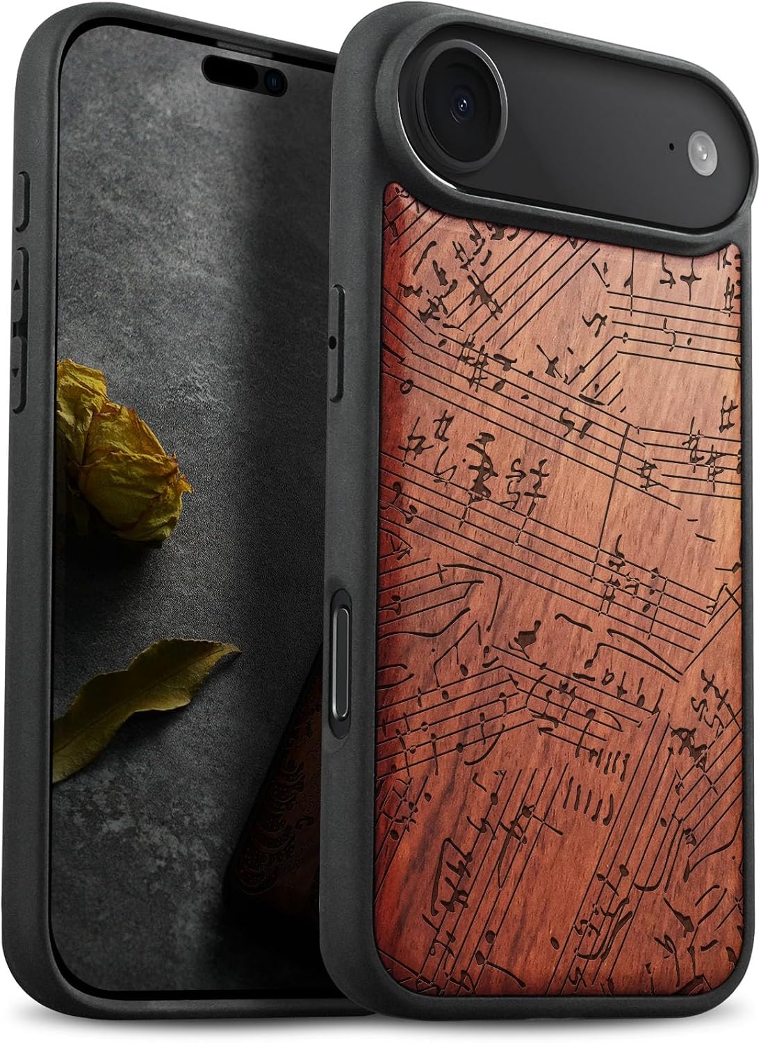 Carveit Magnetic Wooden Case for iPhone Air Case, Wood Artisan Engraved & Soft TPU Shockproof Cover, Compatible with MagSafe 17 Air Wireless Chargers (Roar of Abstract Artistry) Cherry