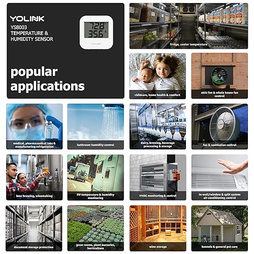 Vista 6 de Sensor de temperatura inalámbrico inteligente y sensor de humedad de amplio rango (-22 a 158 grados) para monitoreo de refrigerador, monitoreo