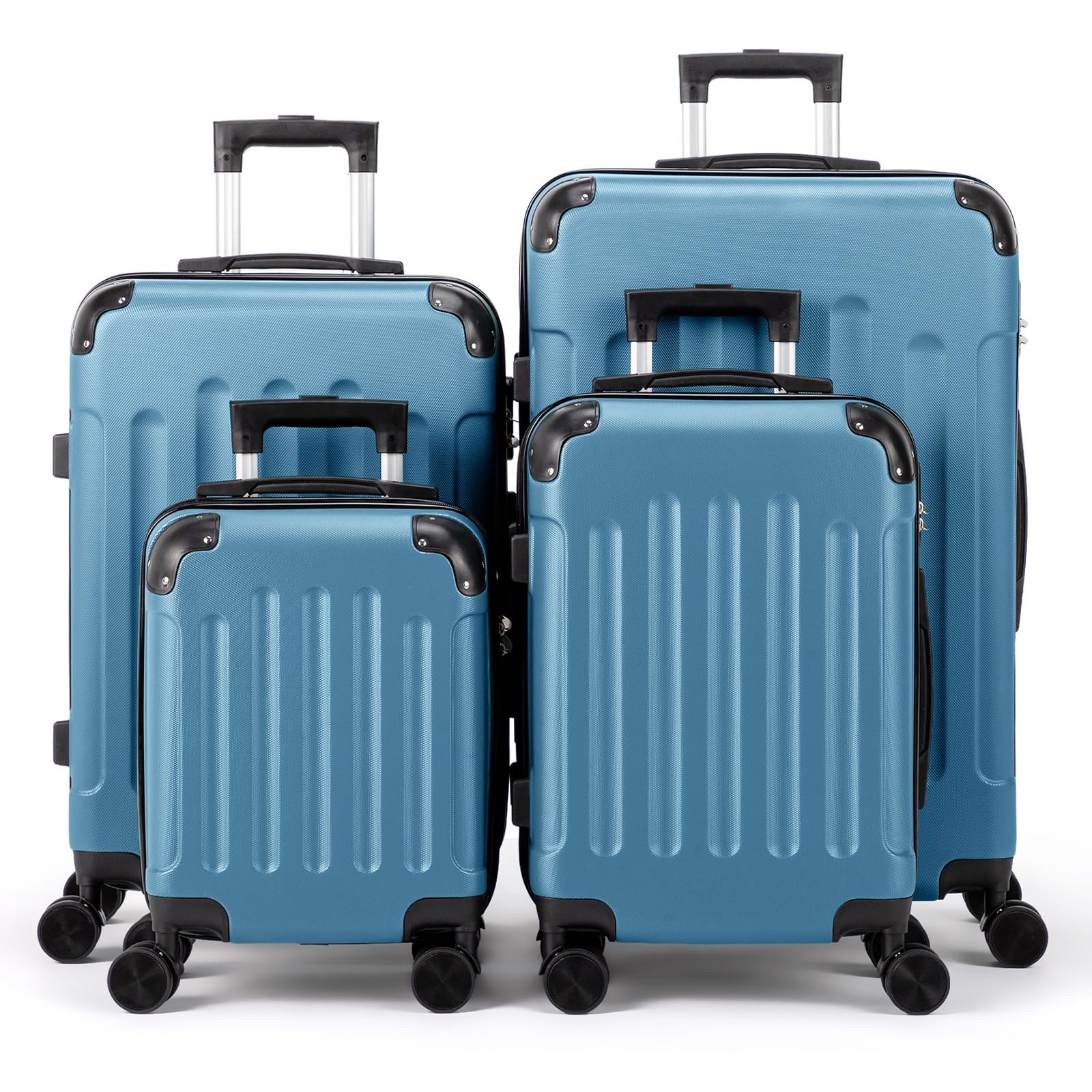 LEADZM Kofferset 4 teilig, Reisekoffer Set, Koffer Set Hartschalen-Trolley aus ABS mit Teleskopgriff, Handgepäck