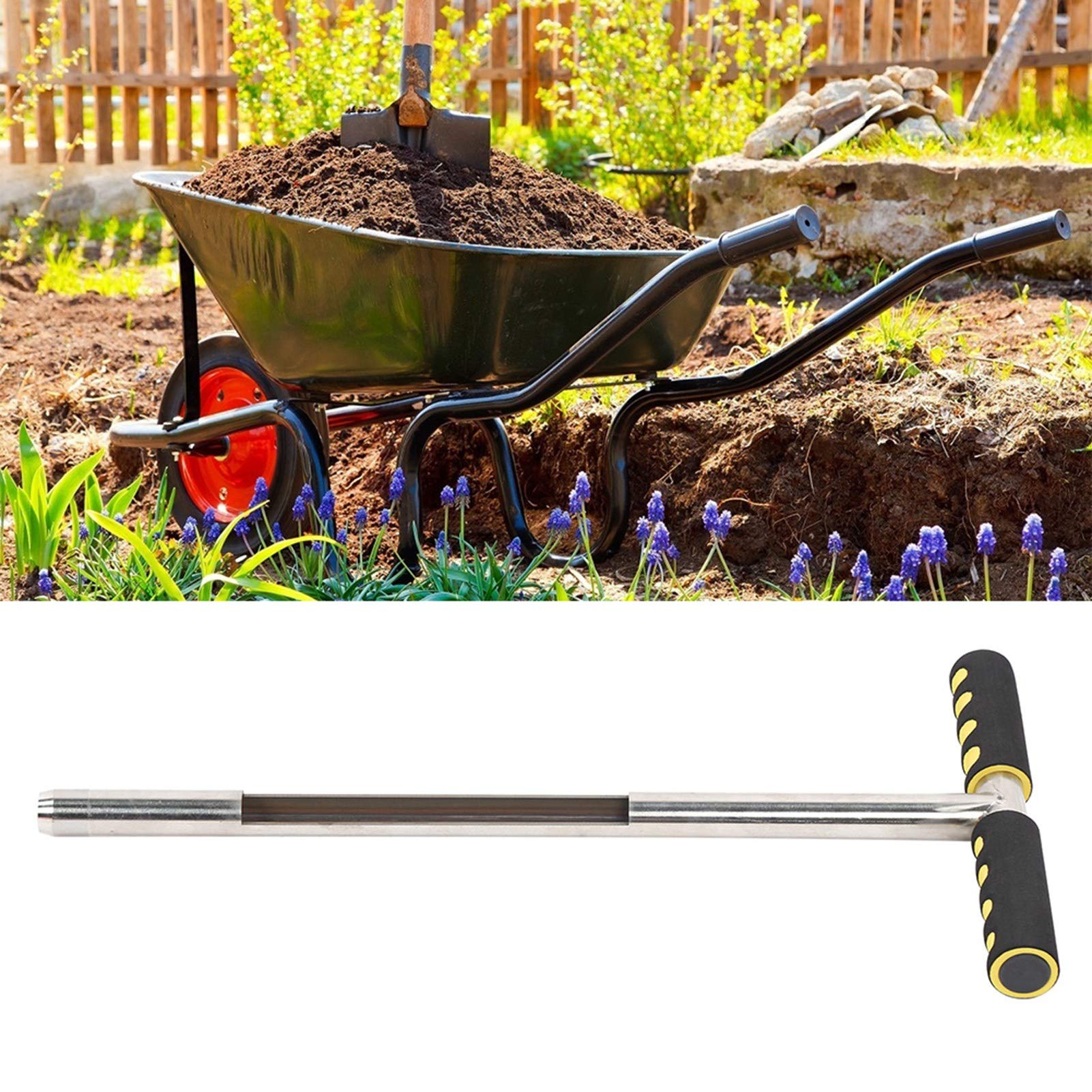 Wakects Sonda do próbkowania gleby 51 cm, sonda do pobierania próbek gleby ze stali nierdzewnej, uchwyt w stylu T, Sampler do sondy podłogowej do kijów golfowych