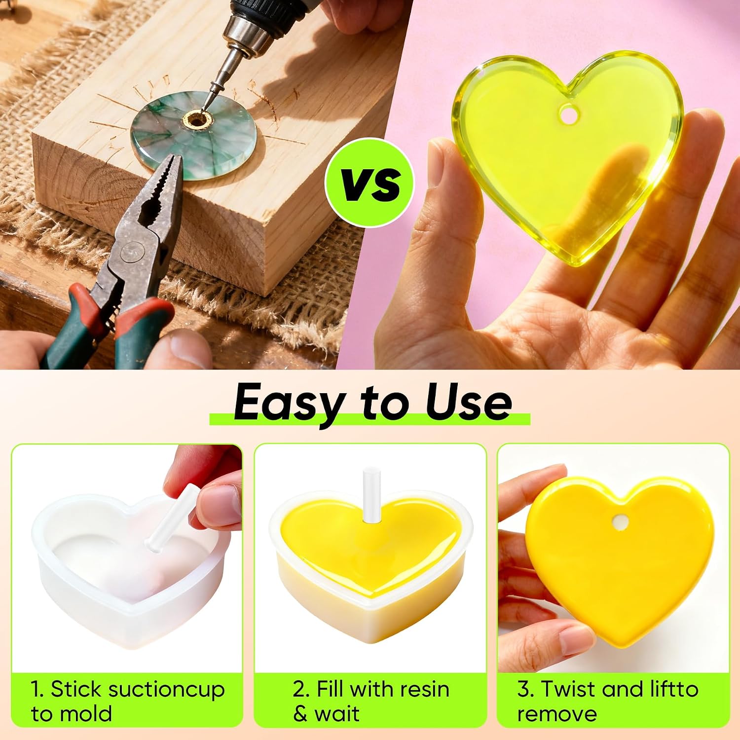 Beesini 5 Sizes Resin Hole Maker 25PCS - Drill-Free Silicone Tools for Epoxy UV Resin Jewelry Pet Tag Keychain DIY Crafts