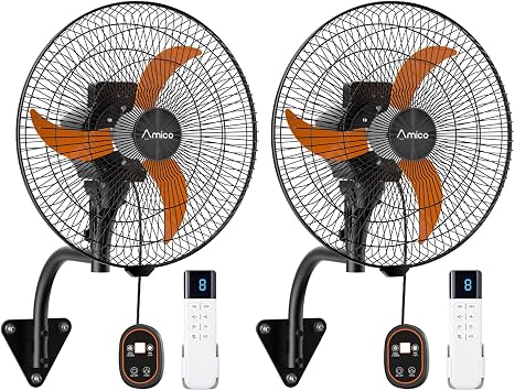 Amico 18" Wall Mounted Fan with Remote Control 2 Packs