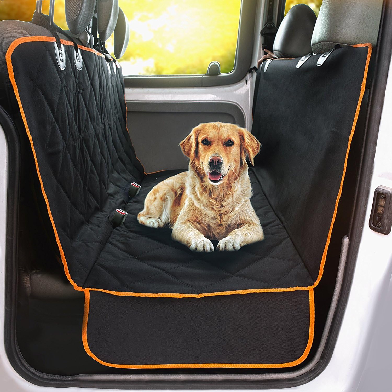 Dog car seat Cover for Back seat for Cars & SUVs - Durable pet car seat Cover Backseat Protector, Nonslip Dog Hammock for car, Waterproof Scratchproof Rear seat Cover Against Dirt, Fur, W/Side Flaps