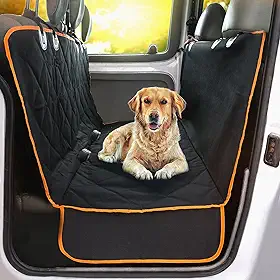Doggie World Capa de assento de carro para cães - Carros, caminhões e SUVs, protetor completo de luxo, com abas laterais extras, aberturas de cinto de segurança - rede conversível para o seu animal de