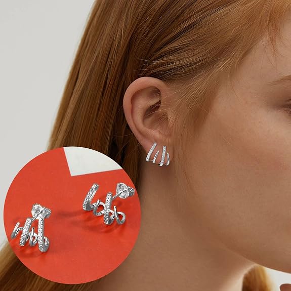 JeweBella 6 Paires Boucles D'Oreilles Femme Creoles Cœur Étoile - Acier Chirurgical Hypoallergénique