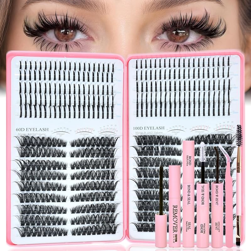 Rootoo Kit de Cílios Postiços em Tufo com Efeito Wispy e Spikes, 560 Unidades