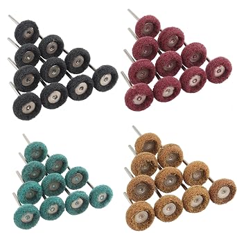 40PCS 1" Stainless Steel Grit Finishing Abrasive Polishing Wheel Compound Buffing Wheels Set Pen Wire Brush Shank 25mm Compatible with Dremel Rotary Tool, 80, 150, 240, 300 10PCS Each Grit