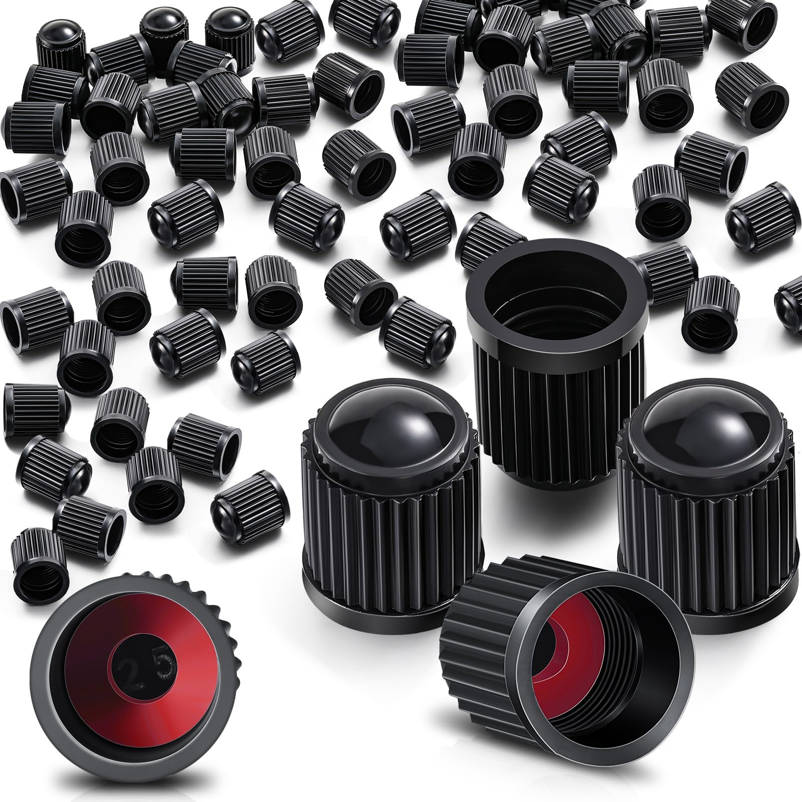 Outus 50 Pcs Car Bike Tires Caps Wheel Tire Cap Replacement Tire Valve Cap Auto Tire Valve Stem Caps Universal Fit Tire Caps for Car Bike Motorbike Trucks Bicycle Tire, Black