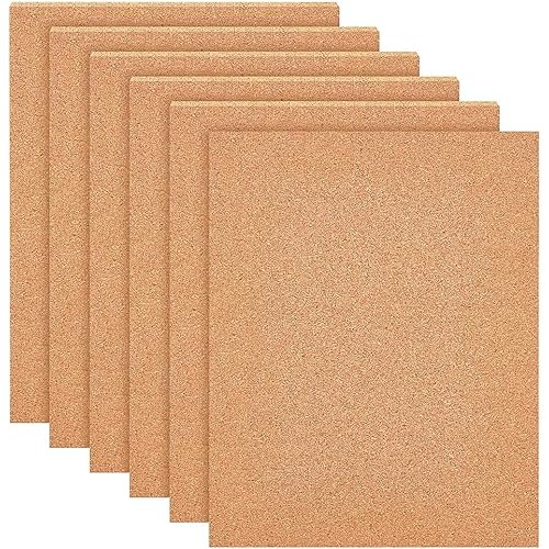 BENECREAT 6 Pack Self-Adhesive Cork Sheets(5mm Thick) Cork Tiles Cork Mat 12x8 Inch with Adhesive Back for Wall Decoration, Party and DIY Crafts