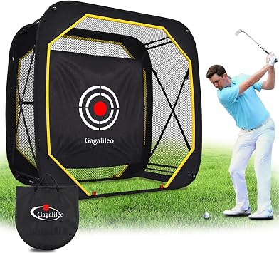 Gagalileo Pop Up Golf Practice Net 6X6X3FT Hitting Cage with Target | Easy Set Up for Backyard Garage Training for Driving Chipping Swing Beginners Enthusiasts