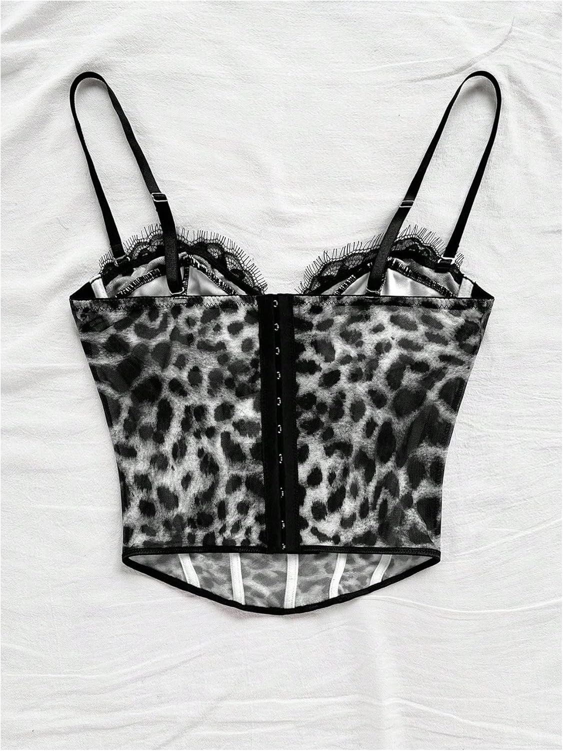Verdusa Women's Lace Leopard Print Crop Corset Tops Rave Club Date Night Camisole Tops Festival Outfits - Image 2