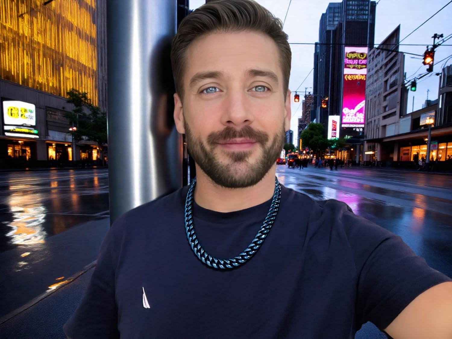 ROWIN&CO Men's Miami Cuban Link Chain 8/12/14mm Stainless Steel Blue Plated Chain Necklace, Hypoallergenic Hip Hop Jewelry, 20-30 Inch, Gift Box - Image 7