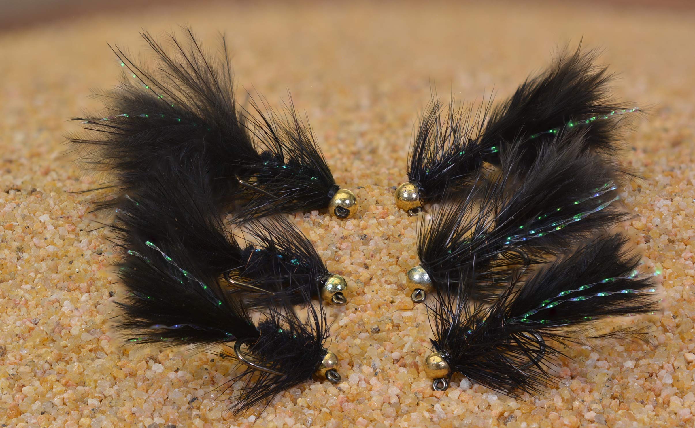 6ct - Tungsten Micro Wooly Bugger Jig Head Fly - Euro Nymph for Trout and Other Species
